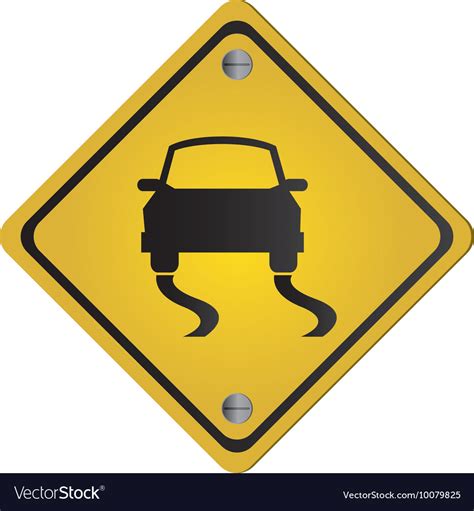 Slippery Road Traffic Sign Icon Royalty Free Vector Image
