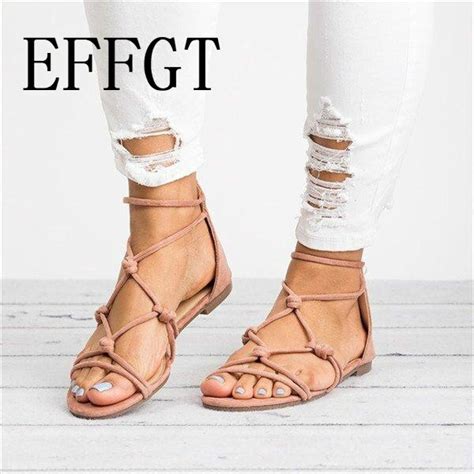 Effgt Fashion Women Gladiator Sandals Summer Female Shoes Flat Sandals