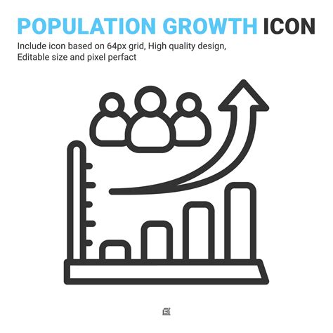 Population Growth Line Icon With Outline Style Isolated On White