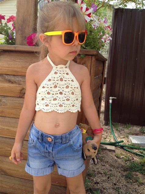 Crocheted Toddler Crop Top Baby Crochet Top Girl Crop Top Etsy