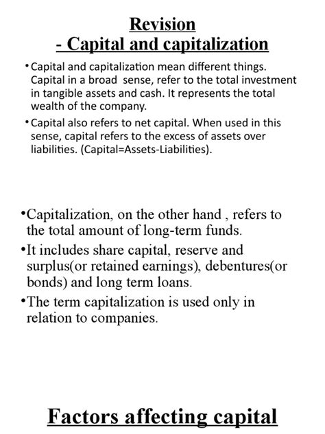 Capital Structure Capitalisation And Leverage Pdf Financial