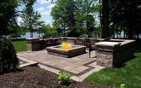 Paver Patio With Fire Pit Traditions Landscapers