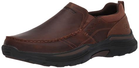 Skechers Expended Seveno Leather Slip On Moccasin In Brown For Men Lyst