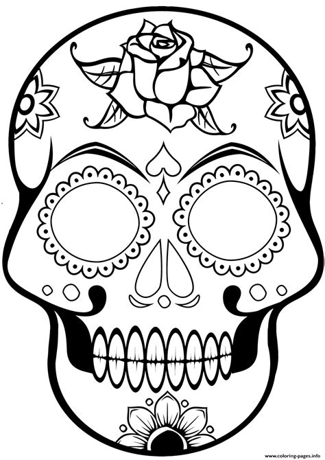 Cool Sugar Skull 2 1 Calavera Coloring Page Printable