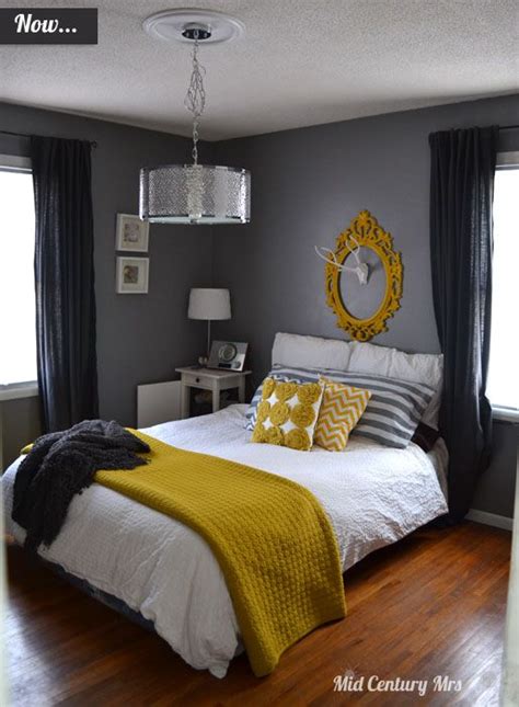 Mid Century Mrs Master Bedroom Before And After Tour Yellow Bedroom