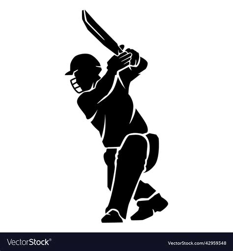 Cricket Bat Player Cut Out High Quality Royalty Free Vector