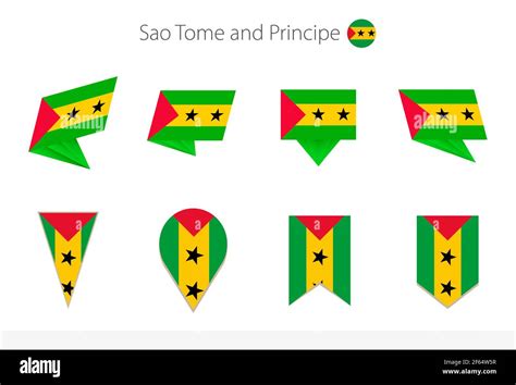 Collection De Drapeaux Nationaux De Sao Tomé Et Principe Huit Versions