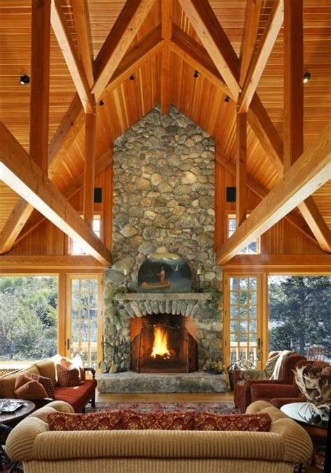 Oh I Love This Fireplace Surrounded By Windows And A Huge Vaulted