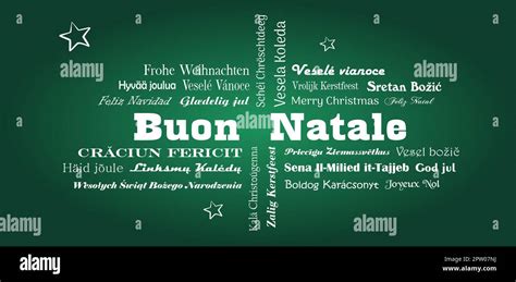 Merry Christmas Vector Lettering In All European Union Languages With