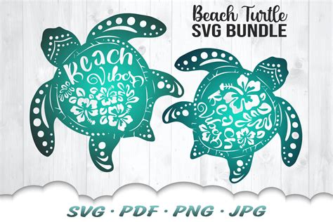 Floral Beach Vibes Turtle SVG Bundle Sea Turtle Svg Files Etsy