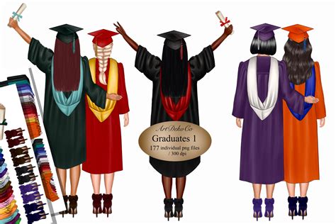 Graduation Girls Clip Art Custom Graduation School Clipart Etsy