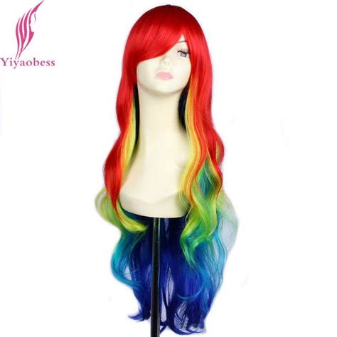 Online Shop Yiyaobess 32inch Synthetic Harajuku Multi Color Rainbow