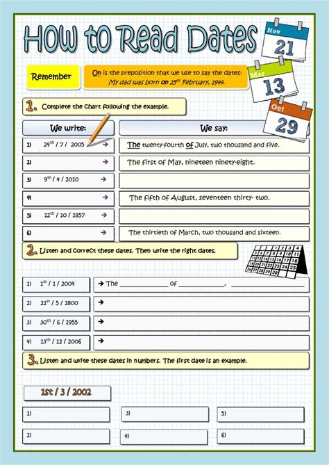 Writing Dates The Uk Version Worksheet Worksheets English As A