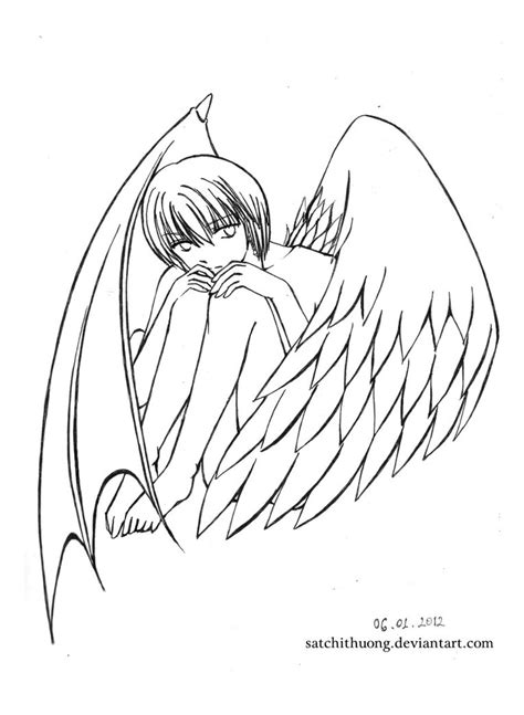 Anime easy to draw springspringbodywork club. Half Angel Half Demon Drawing at GetDrawings | Free download