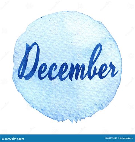 Blue Watercolor Circle With Word December Isolated On A White