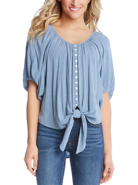 Karen Kane Karen Kane Womens Tie Front Textured Blouse