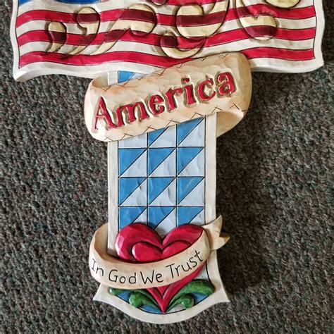 Jim Shore American God Bless America Flag Wall Cross For Home Etsy