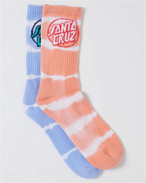 Santa Cruz Tte Dot Crew Sock Vintage Blue Tie Dye Surfstitch