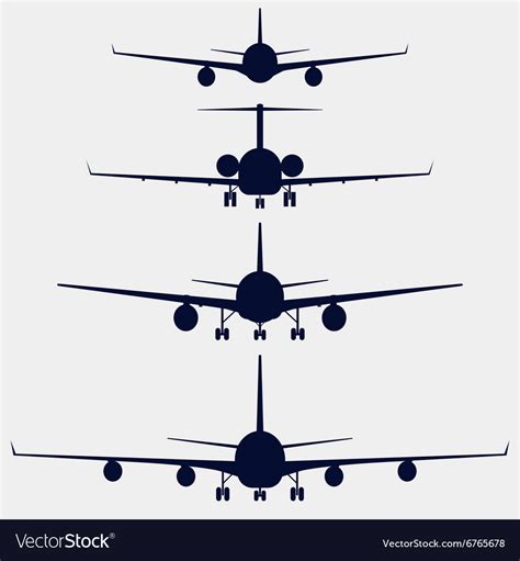 Airplanes Silhouette Front View Royalty Free Vector Image