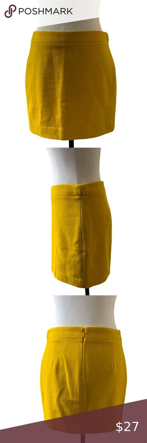 J Crew Pencil Wool Mustard Yellow Mini Skirt In 2021 Yellow Mini