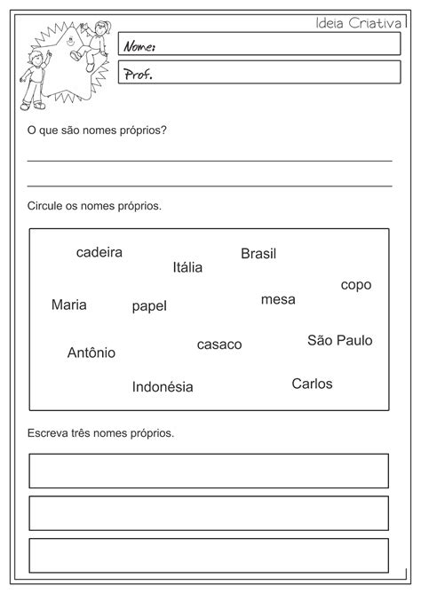 Lipitipi Atividades e Projetos Fundamental I Atividades Educativas Nomes comuns e próprios Uso