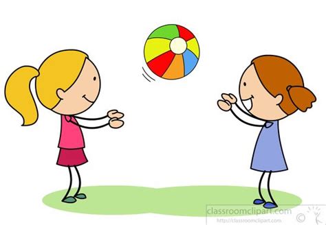 Children Clipart Two Girls Playing Catch With Bright Ball  Clipartix