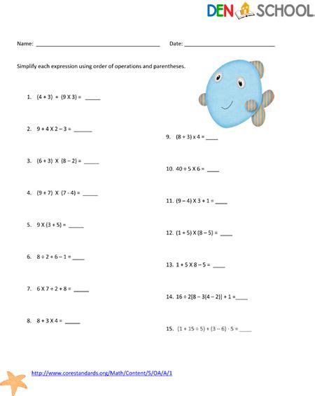Order Of Operations With Braces Worksheets 5th Grade