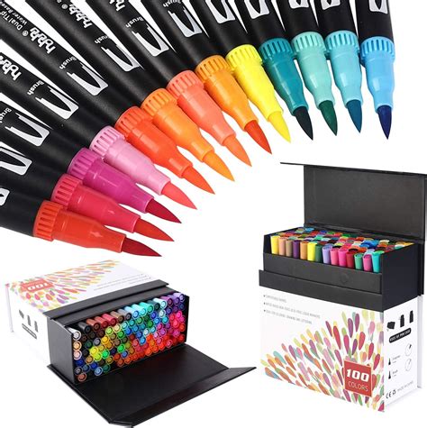 Hhhouu Colors Dual Brush Pen Set Felt Tip Art Pens Brush Tip Markers For Adult Coloring