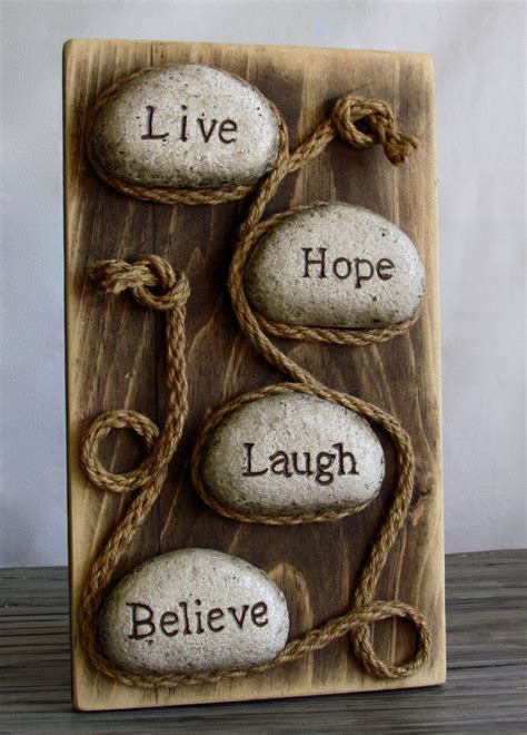 Live Hope Laugh And Believe Stone And Wood Wall Art By Dowoodyourself