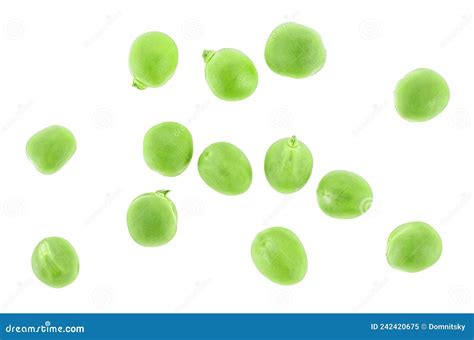 Fresh Green Peas Isolated On White Background Top View Stock Image
