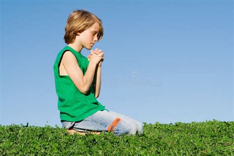 Christian Child Kneeling Praying Stock Photo Image 4485634