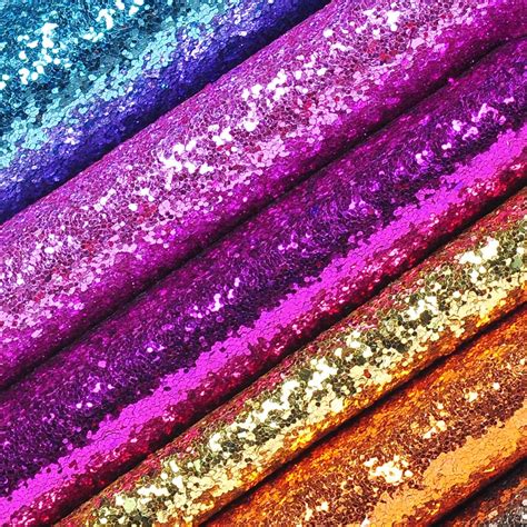 05 Meter Chunky Glitter Fabric Synthetic Leather Piece Leatherette