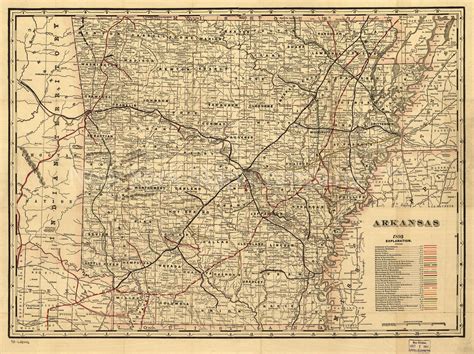 1895 Map Of Arkansas Township And Railroad Map Of Arkansas Arkansas