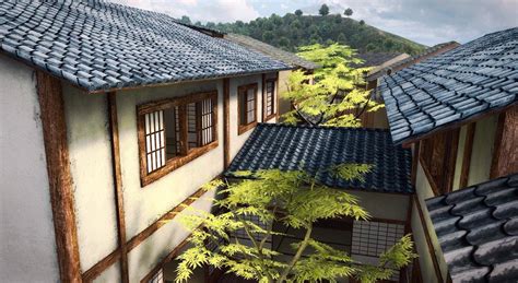 Japanese design has always been about simplicity, clean lines, minimalism and impeccable organization. Traditional Japanese house (Machiya) - 3D scene - Mozaik ...