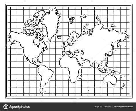 World Map Cartoon Drawing Cartoon Drawing Illustration Of World Map
