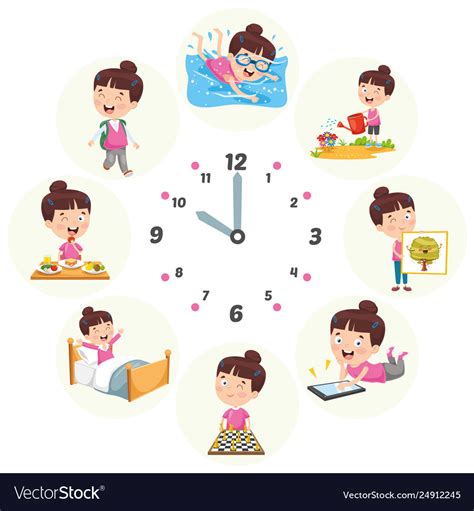 Kids Daily Routine Activities Royalty Free Vector Image