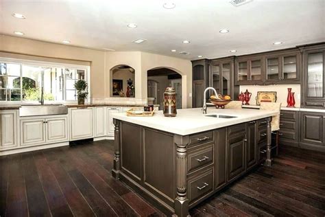 Kitchen tile ideas | black. cream and blue kitchen cabinets - Google Search | White kitchen rustic, Dark kitchen floors ...