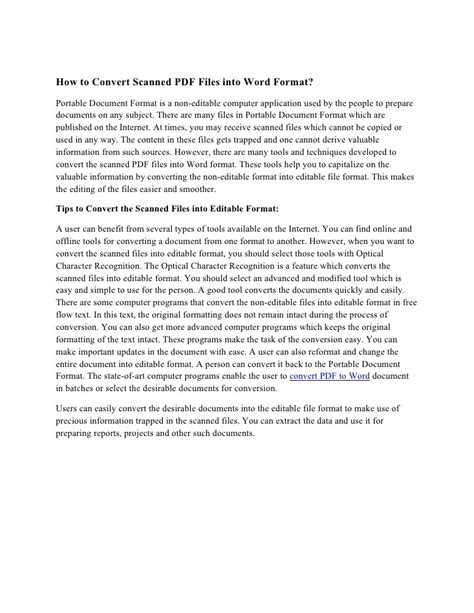 How To Convert Scanned Pdf Files Into Word Format