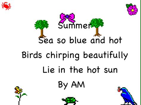 Room 16 Brainiacs Our Wonderful Summer Haiku Poems