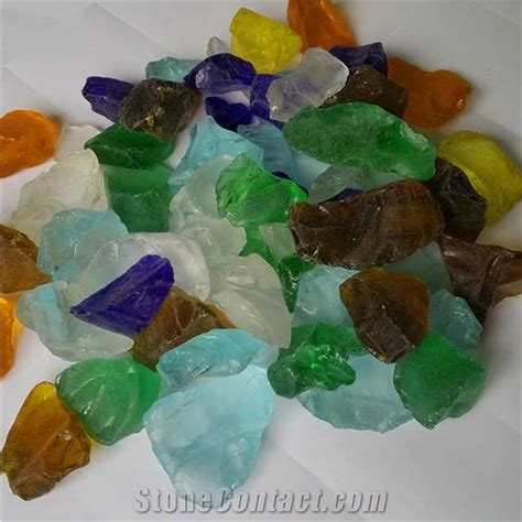 Green Glass Rock Decorative Glass Rock Glass Chippings From China
