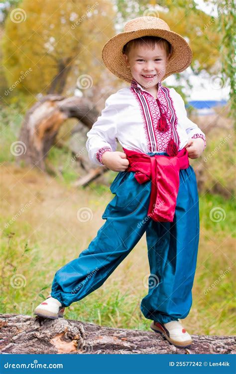 Cute Child In Traditional Eastern European Clothes Stock Photo Image