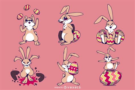Easter Bunny Illustration Set Vector Download