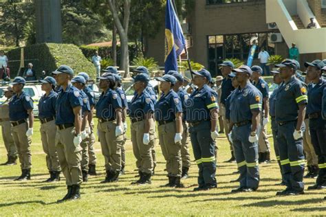 South African Police Services Lined Up On Parade Editorial Stock Photo