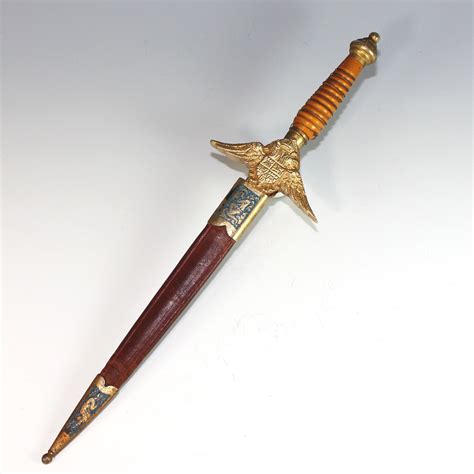 Vintage Ornate Letter Opener With Leather Sheath From