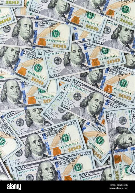 Texture Us Dollars Background Of One Hundred Dollar Bills Stock Photo