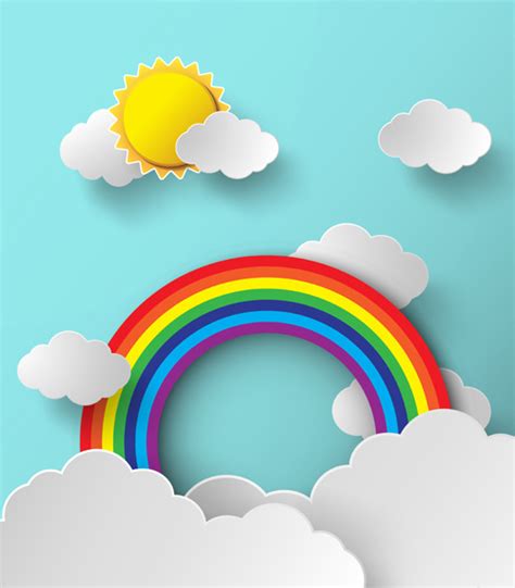 Beautiful Rainbow And Cloud Vector Background Free Vector In