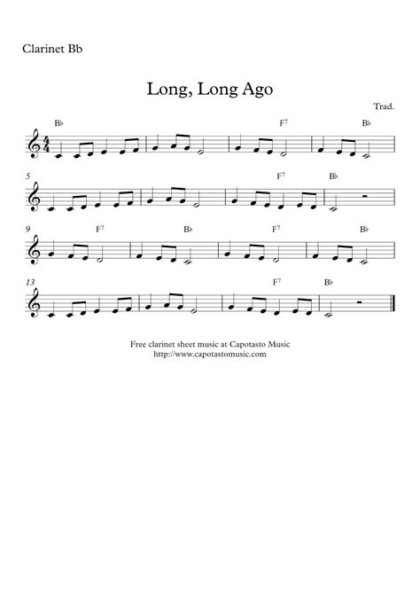 Easy Sheet Music For Beginners Free Easy Clarinet Sheet Music Long