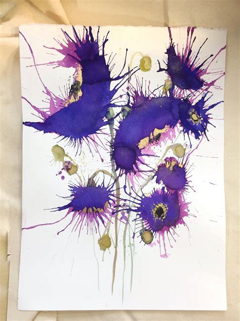 I also liked the color combination of gold leaf with purple so this was applied when dry. Purple and Gold Abstract Poppies | Abstract poppies ...