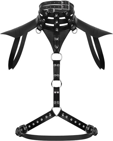 iiniim mens faux leather halter neck buckles body chest harness costume black one