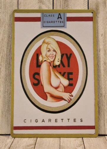 Lucky Strike Pinup Girl Cigarettes Tin Poster Sign Man Cave Smoke